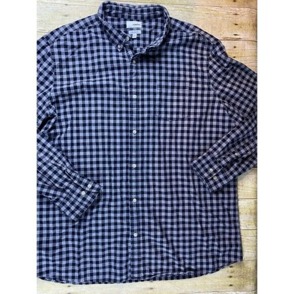 Men's 100% Cotton Gray Black Check Men's Size XXL Modern Fit Long Sleeve - Picture 7 of 11